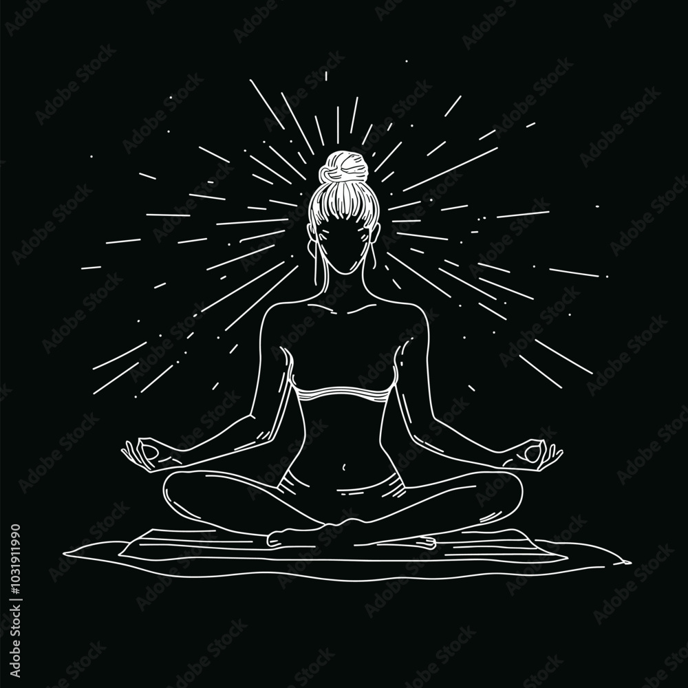 vector drawing girl yoga sitting in lotus position doing asanas .Generative AI vector drawing girl yoga sitting in lotus position doing asanas .Generative AI