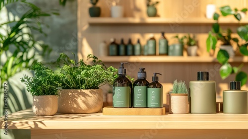 An eco-friendly product lineup displayed in a modern retail setting, emphasizing the growing market for sustainable consumer goods