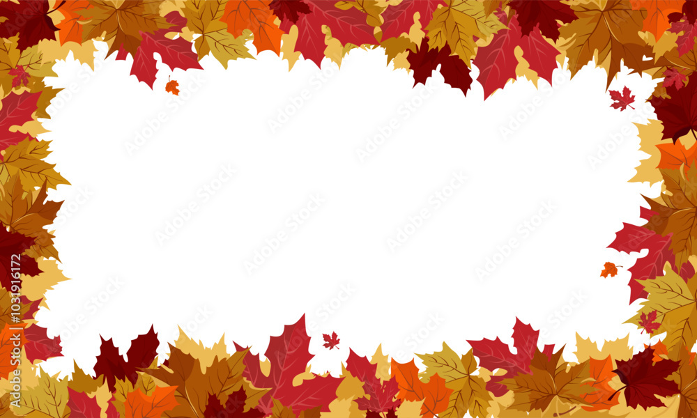 Vector isolated rectangular frame of yellow autumn leaves. Border for text. Flat clipart for design Vector isolated rectangular frame of yellow autumn leaves. Border for text. Flat clipart for design