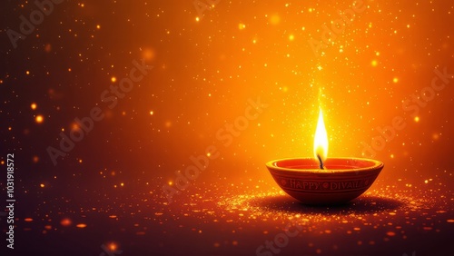 Traditional Diwali Oil Lamp Illuminating in Darkness