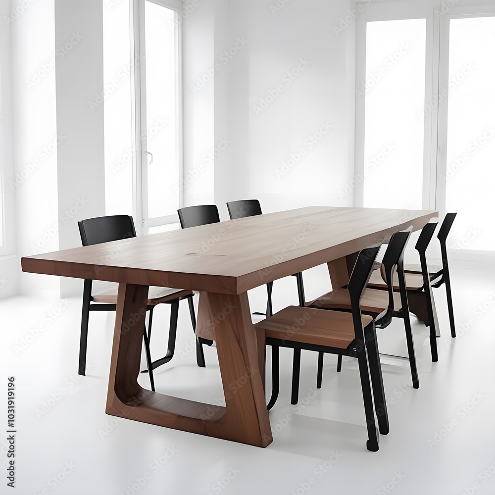 Fototapeta premium white dinning room dining room with unique chairs