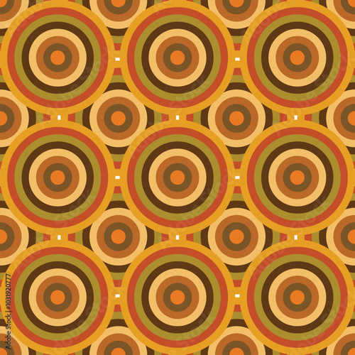 Circles with color palette. Seamless pattern with geometric colored spheres for textile. Vector.