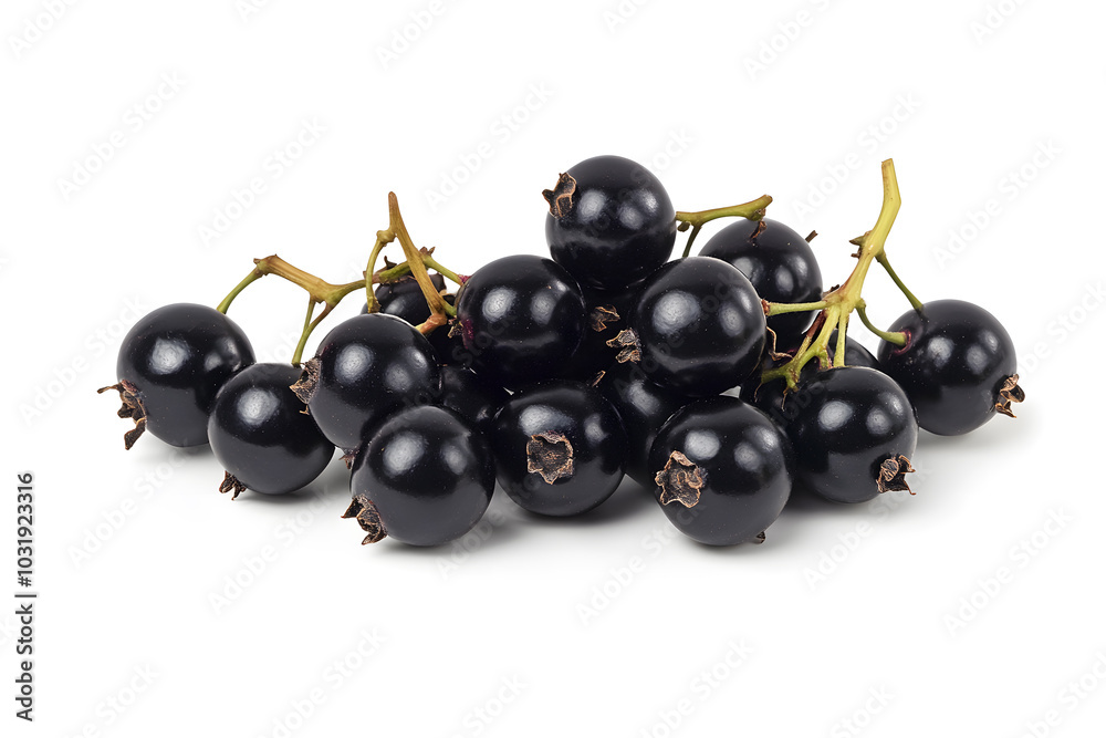 Black currant berries isolated on white background Black currant berries isolated on white background