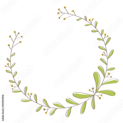 Leafy doodle frame design element