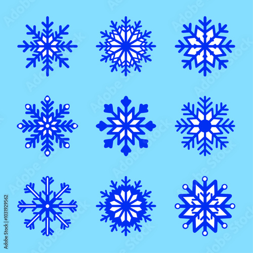 Set of Snowflakes Christmas design vector. Snowflakes icons. White Snowflake. Snowflakes template. Snow winter. Snowflakes icons. Snowflake vector icon