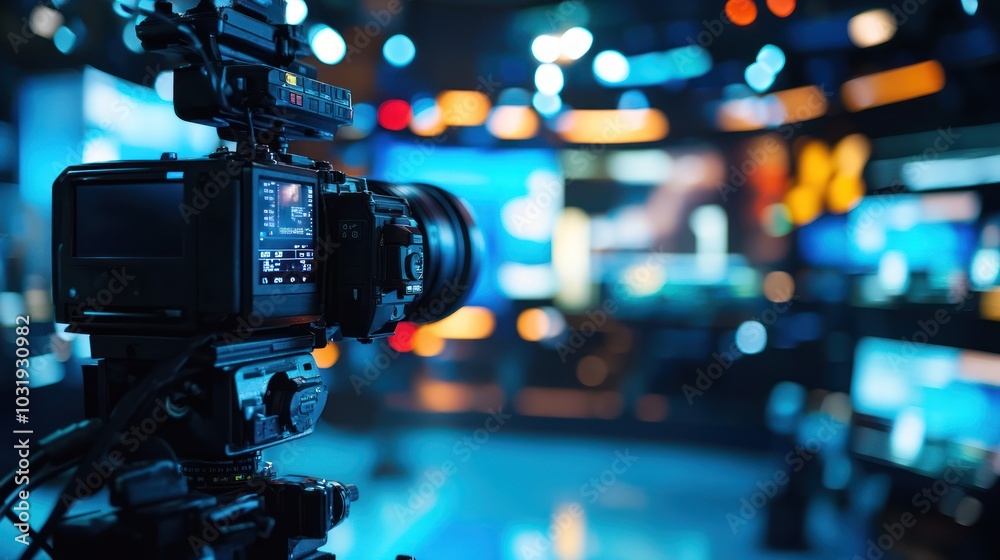 Fototapeta premium Professional Camera in a Television Studio