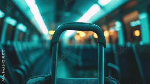 Luggage Handle in a Blurred Bus Interior