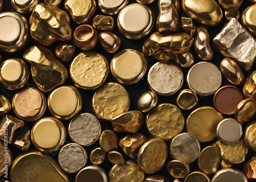 monedas, piezas de metales, oro, gold metal parts photo