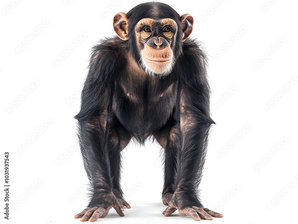 Playful chimpanzee, isolated on white background Playful chimpanzee, isolated on white background
