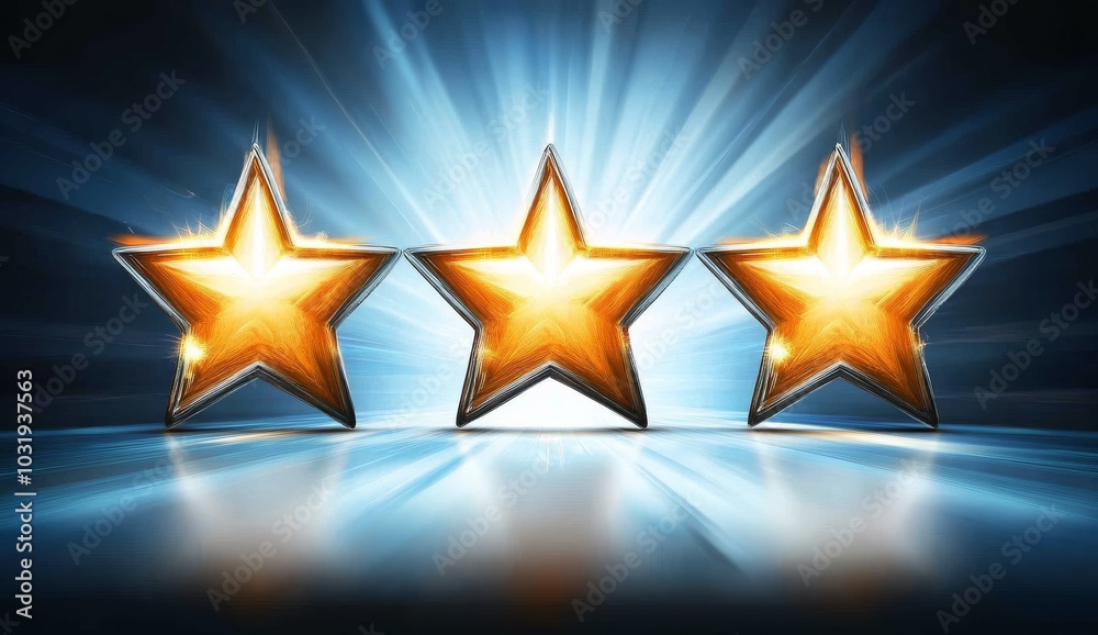 Fototapeta premium Stars on Blue Background with Glowing Light Effects