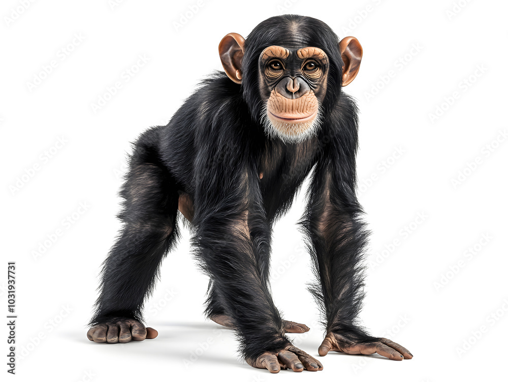 Playful chimpanzee, isolated on white background Playful chimpanzee, isolated on white background