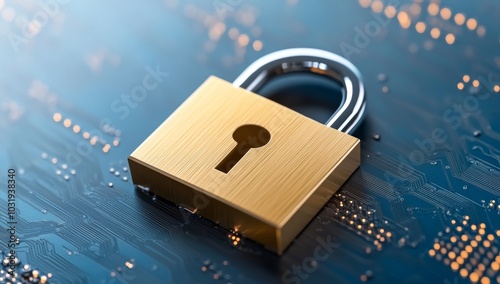 Digital Background Featuring a Padlock and Technology Elements photo