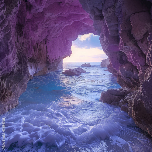 nside of purple sea cave photo