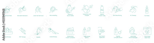 Chemical Peels, Microdermabrasion, Laser Hair Removal, Microneedling, Vitamin C, Hyaluronic Acid, Retinol Treatment, Skin Resurfacing, Spa Treatment, IPL Treatment, TCA Peels, Cryotherapy, PRP icons