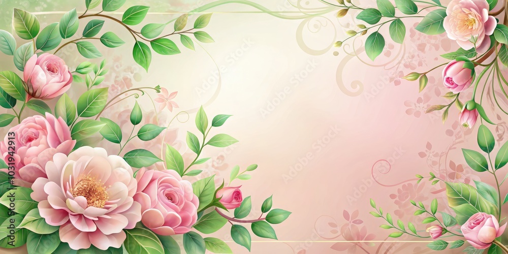 Elegant Pink Floral Background with Frame Illustration for Invitations, Cards, and Decor - Perfect for Celebrations and Events Elegant Pink Floral Background with Frame Illustration for Invitations, Cards, and Decor - Perfect for Celebrations and Events