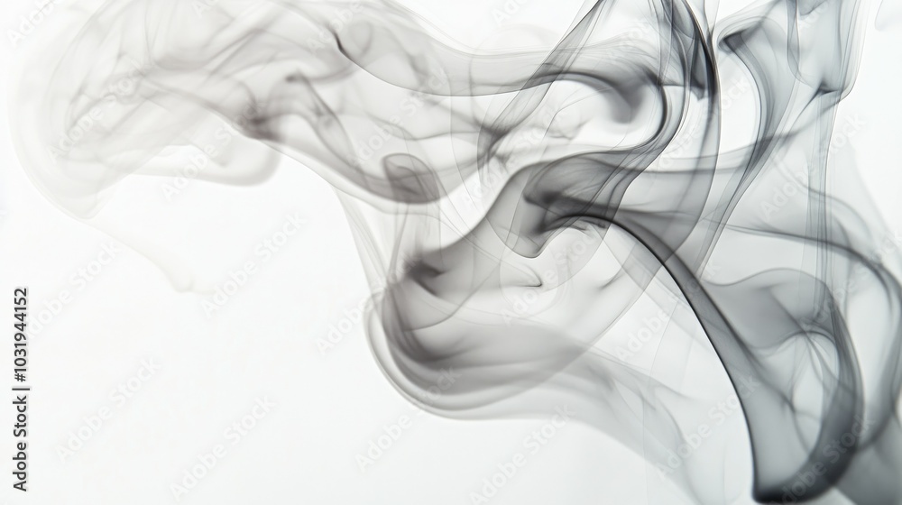 Gentle plumes of smoke rising in intricate patterns on a white background, capturing the beauty of smoke organic shapes for abstract or meditative visuals. Gentle plumes of smoke rising in intricate patterns on a white background, capturing the beauty of smoke organic shapes for abstract or meditative visuals.