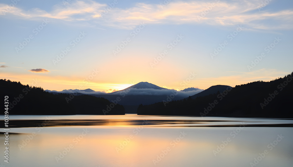 Sunrise View over Lake Taupo isolated with white highlights, png Sunrise View over Lake Taupo isolated with white highlights, png