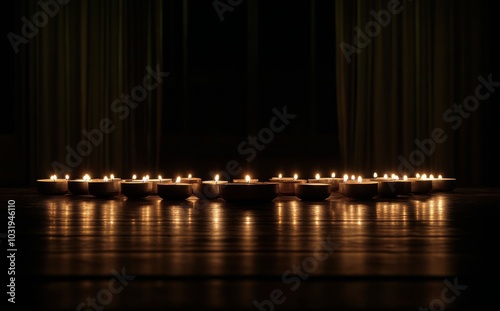 A warm gathering of flickering candles illuminating a cozy room in the evening