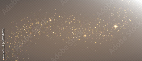 Light of gold dust. Bokeh light effect background png. A gorgeous Christmas glowing dust background. A beautiful yellow flickering glow with confetti bokeh light and particle motion.