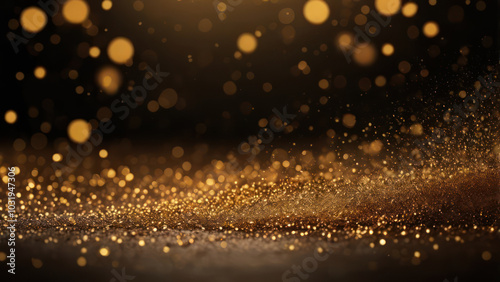 golden christmas sparkles lights on dark background