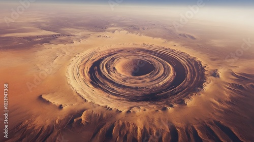 Richat Structure aerial view in desert landscape. photo