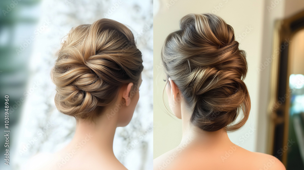 Fototapeta premium French roll hairstyle, woman hairstyle