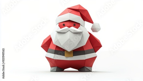 Adorable origami Santa Claus figure crafted from colored paper for holiday de...