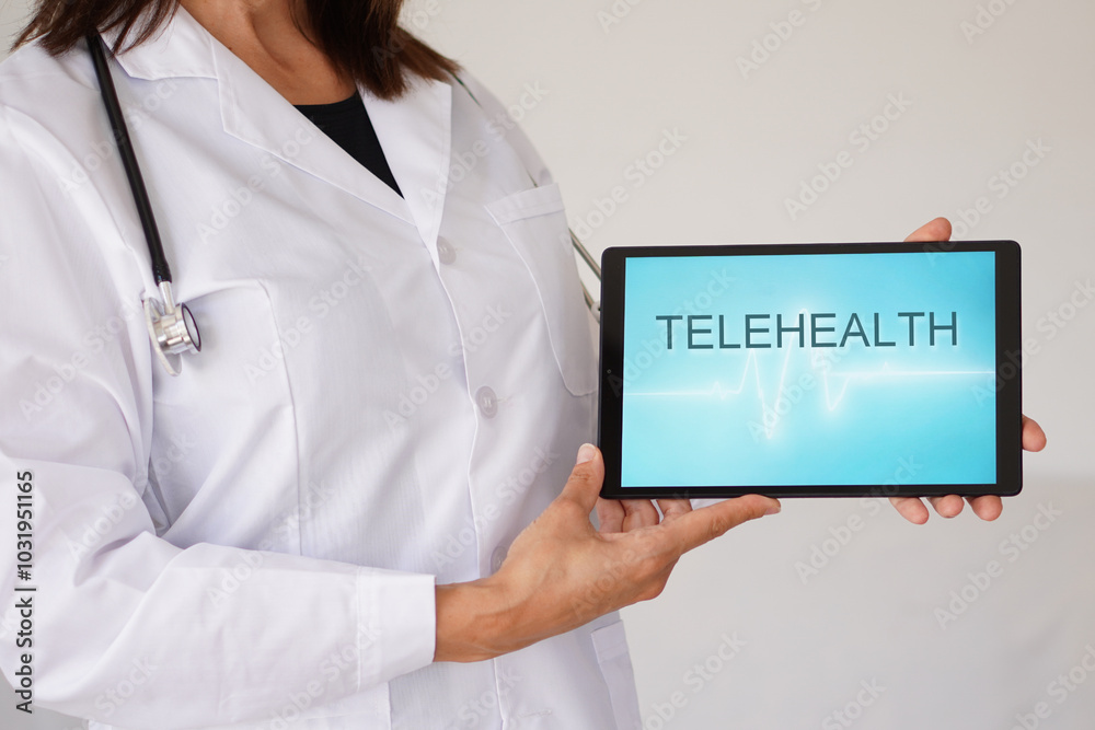 telehealth concept. woman doctor showing a tablet with a medical app telehealth concept. woman doctor showing a tablet with a medical app