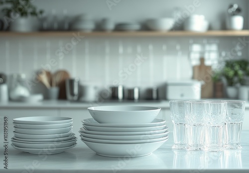 Bright and airy kitchen with white decor and fresh flowers on a sunny day