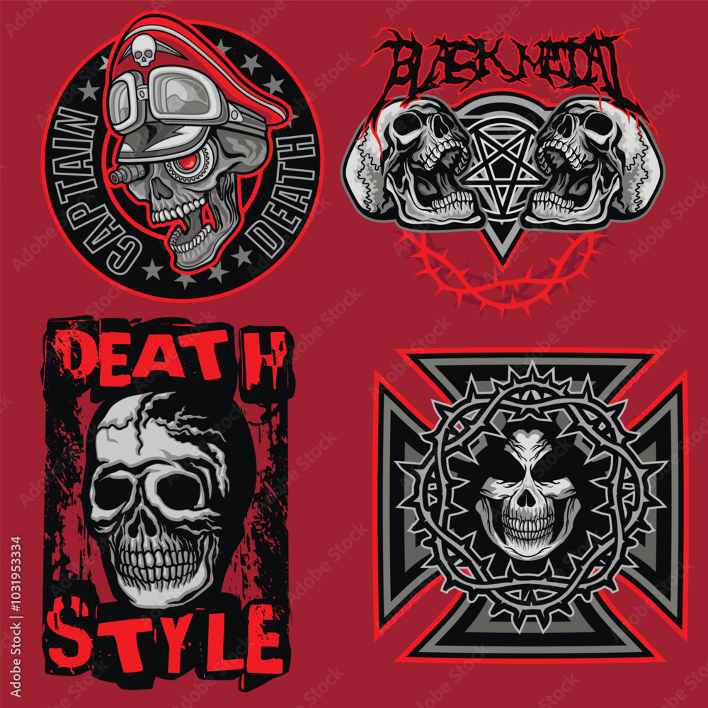 Fototapeta premium set, gothic sign with skull, grunge vintage design t shirts