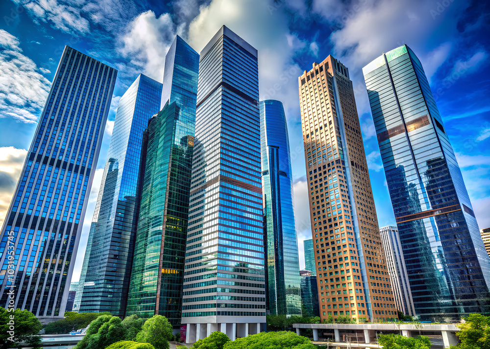 Business skyscrapers or Office building, with clear sky Business skyscrapers or Office building, with clear sky