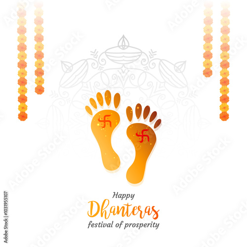 Happy Dhanteras Festival of Prosperity Goddess Maa Lakshmi Charan Paduka Illustration Design photo