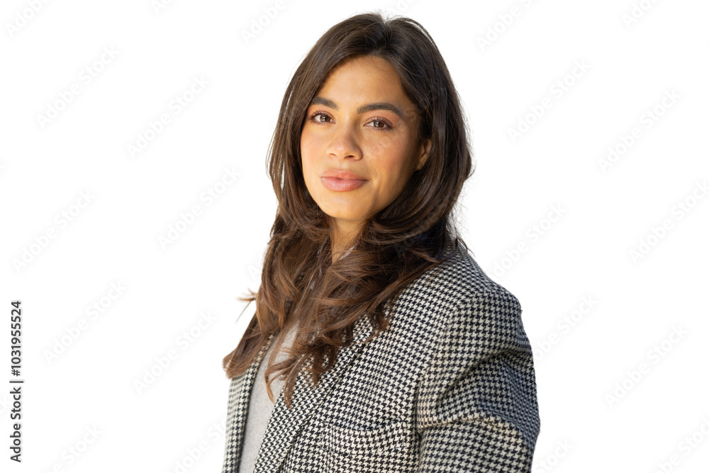 Ambitious Latina executive standing confidently Ambitious Latina executive standing confidently