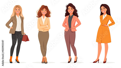 Happy Young Businesswomen Smiling Confidently in Professional Attire Generative AI