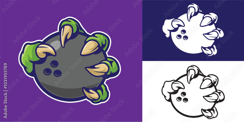 set of claw grab bowling good for sticker, logo, element design, brand design, etc set of claw grab bowling good for sticker, logo, element design, brand design, etc