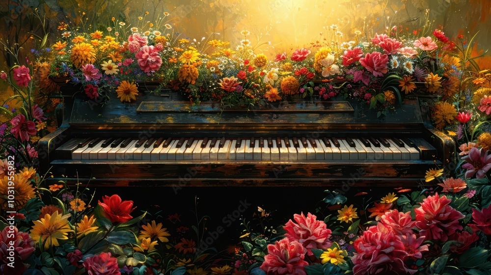 Obraz premium Music Therapy, vibrant colors, serene environment, peaceful scenes, inviting