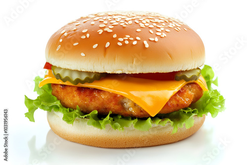 Wallpaper Mural Fish fillet burger isolated on white background Torontodigital.ca