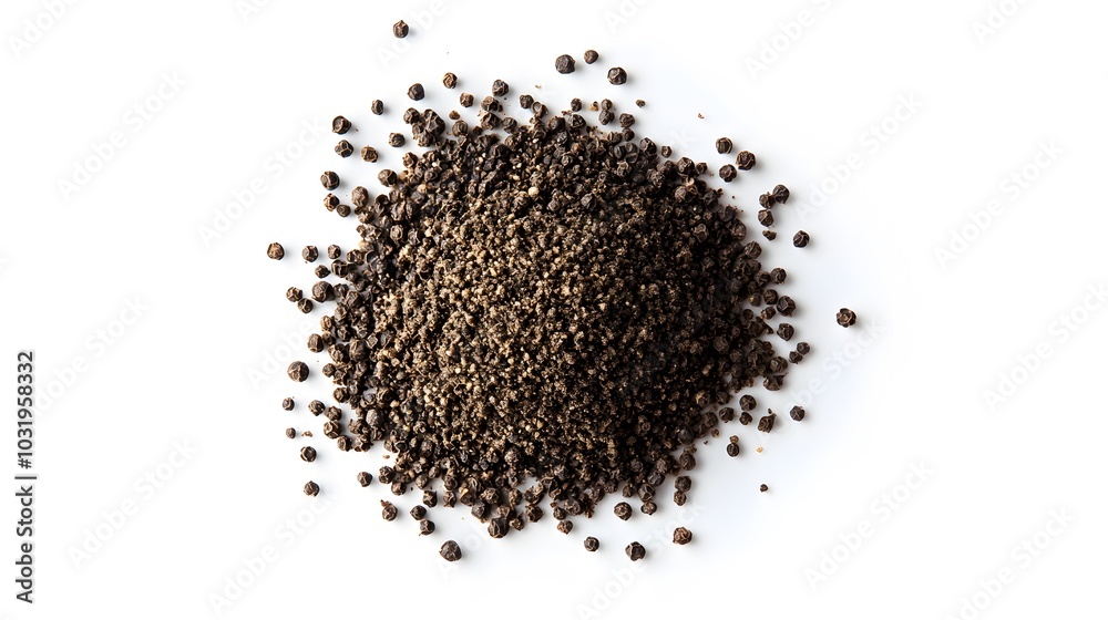 Ground black pepper isolated on a white background. Ground black pepper isolated on a white background.