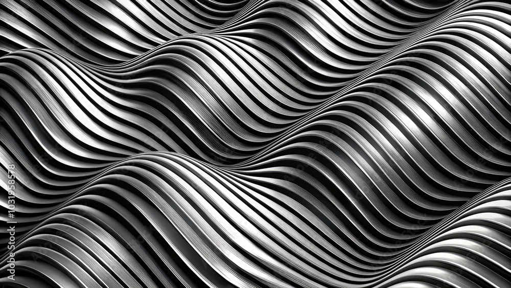 Modern Diagonal Curved Wavy Lines Background - Black and White Abstract Seamless Pattern with 3D Effect and Movement Illusion for Stylish Designs Modern Diagonal Curved Wavy Lines Background - Black and White Abstract Seamless Pattern with 3D Effect and Movement Illusion for Stylish Designs