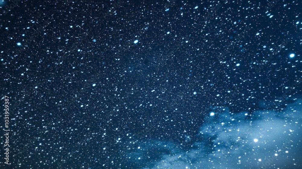 Fototapeta premium Serene Starry Night Sky with Soft Snowfall