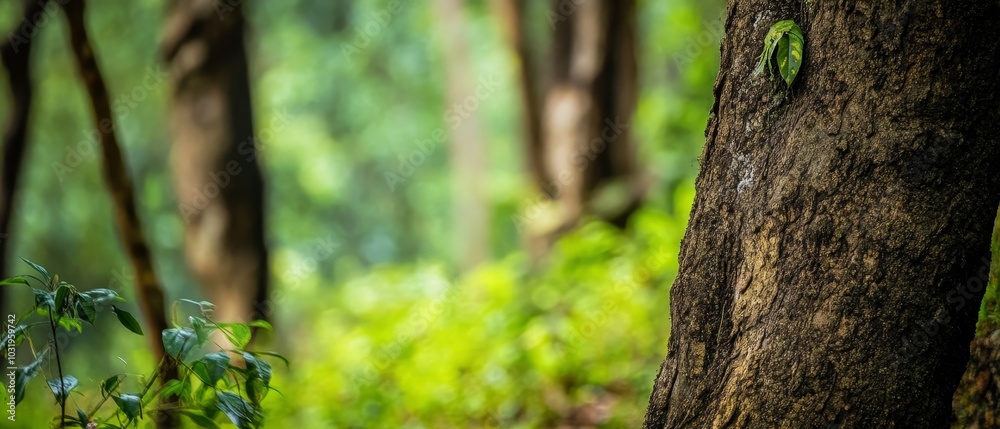 Obraz premium Escape to the wilderness: High-resolution forest wallpaper for any project.