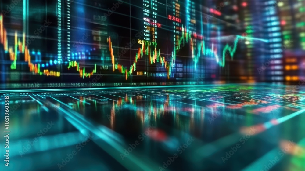 Abstract holographic stock exchange price chart with high-fidelity data visualization Abstract holographic stock exchange price chart with high-fidelity data visualization