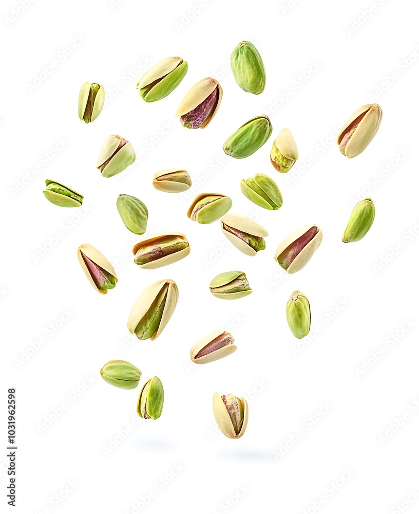 Raw Shelled Pistachios Falling Raw Shelled Pistachios Falling