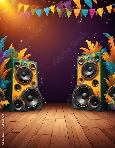 Amazing colorful mardi gras brazilian carnaval stage background for a good poster or flyer design base photo