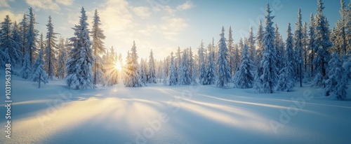 The Snowy Forest at Sunrise