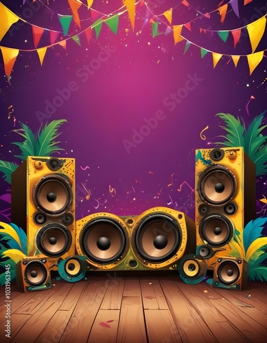 Amazing colorful mardi gras brazilian carnaval stage background for a good poster or flyer design base photo