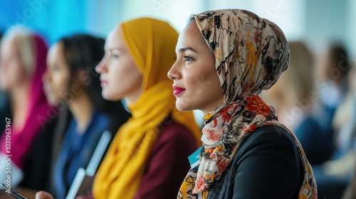 Women in politics addressing global issues on an international stage, representing female leadership in diplomacy and governance photo