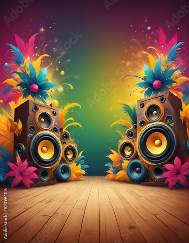 Amazing colorful mardi gras brazilian carnaval stage background for a good poster or flyer design base photo