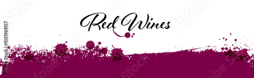 horizontal banner with texture and red wine stains. vector