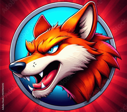 Angry Fox Mascot with Sharp Teeth